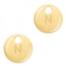 Metal charm 10mm Initial N Gold